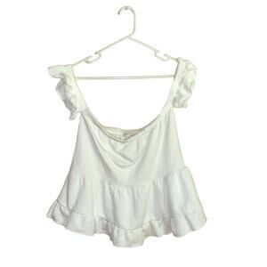 URBAN OUTFITTER textured off the shoulder top flounce girlhood core minimalist L
